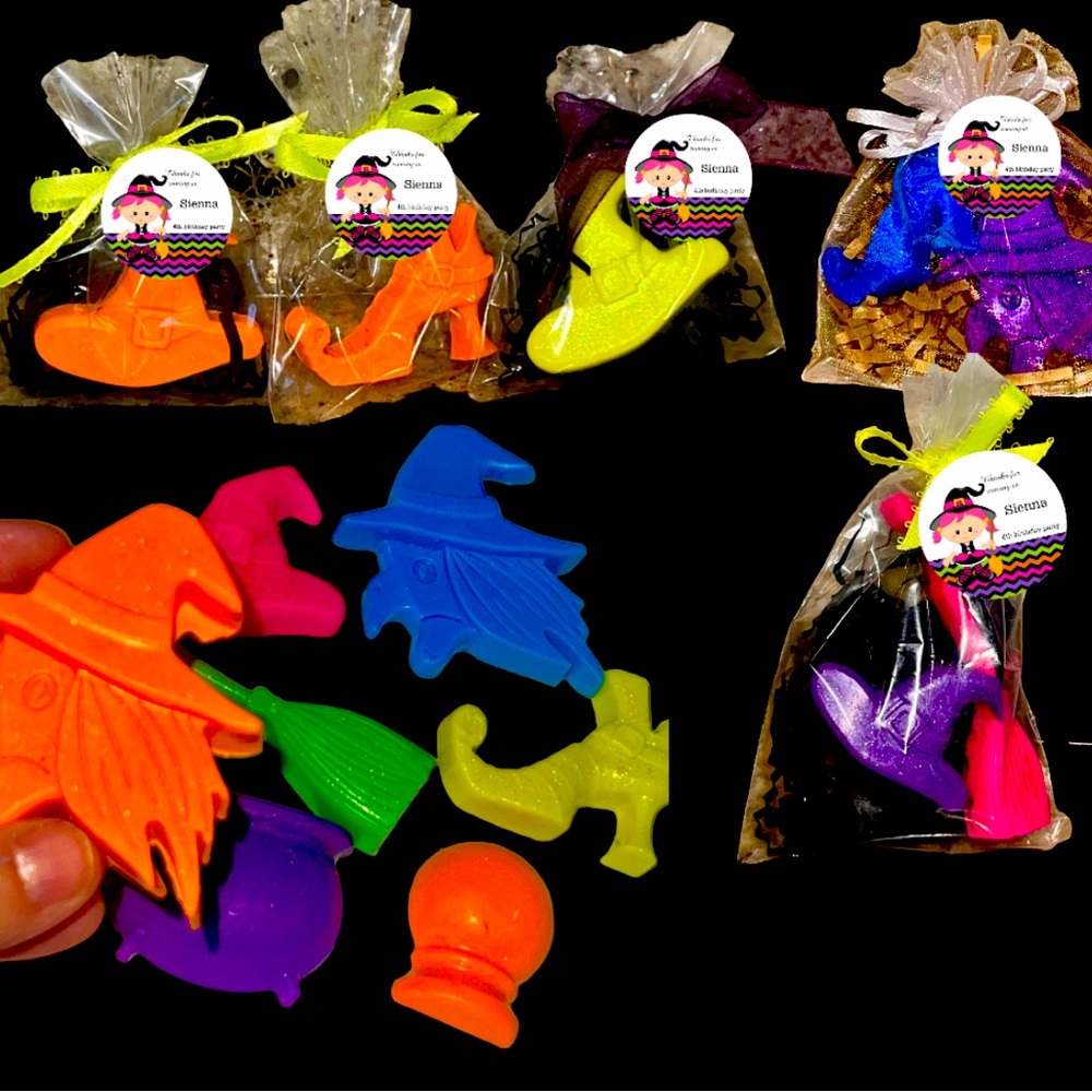 Set 12 Witch Neon Soap Bag Favors, Witches Brew scent, Birthday Party,Halloween
